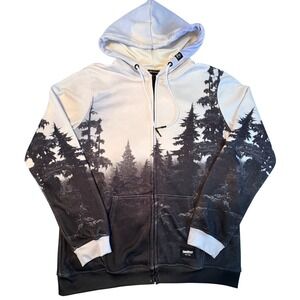 FRESHHOOPS Mens 2XL All Over Forest Print Full Zip Hoodie